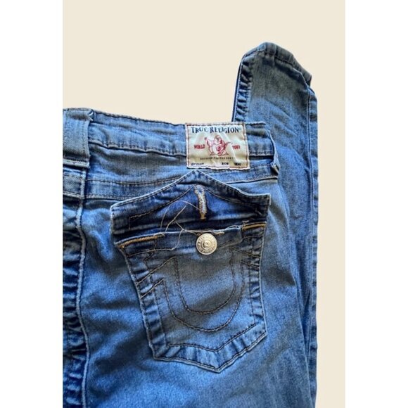 TRUE RELIGION Halle Mid Rise Super Skinny Distressed Jeans Size 32” - Picture 4 of 5